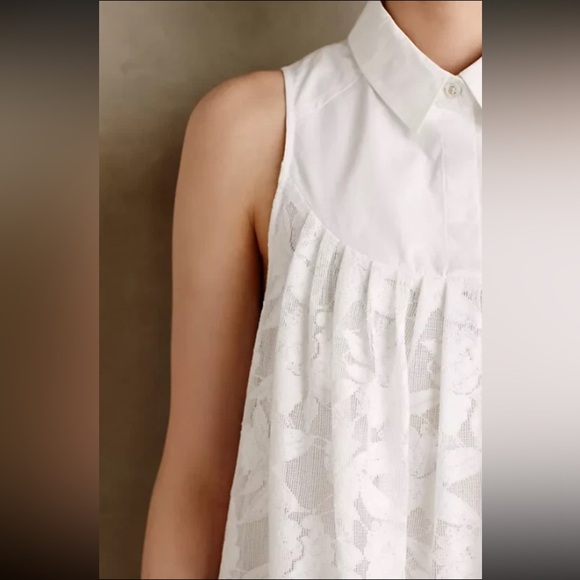 Anthropologie HD in Paris Ivory Lace Poplin Swing Trapeze Dress NWT Size Small - Picture 2 of 13